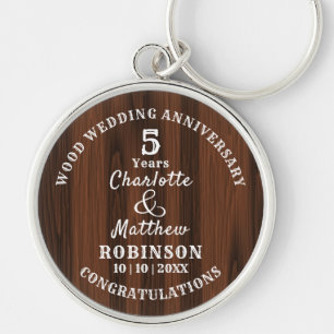 Wood 5th Anniversary Wedding Gift Personalised Key Ring