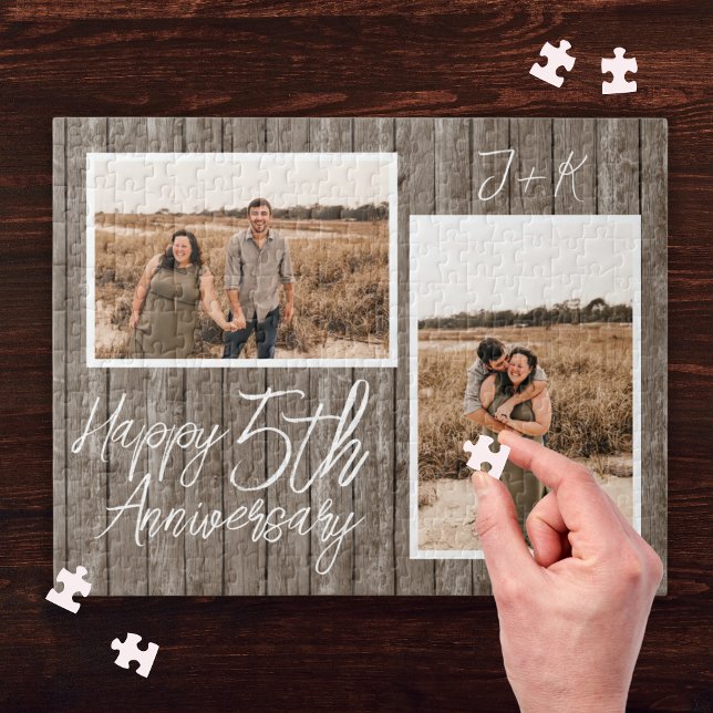 Wood 5th Wedding Anniversary Custom Photo Collage Jigsaw Puzzle (Wood 5th Wedding Anniversary Custom Photo Collage Jigsaw Puzzle
)