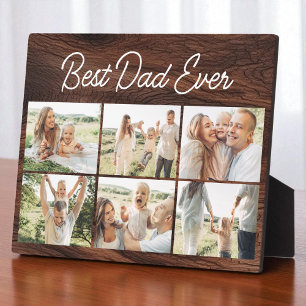 Wood 6 Photo Collage Best Dad Ever Custom Modern Plaque