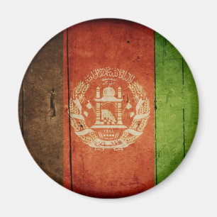 Wood Afghanistan Flag; Afghan Magnet