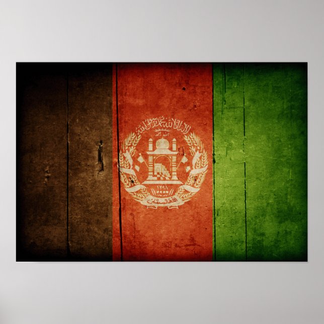 Wood Afghanistan Flag; Afghan Poster (Front)