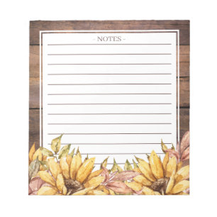 Wood and Autumn Sunflowers Notepad