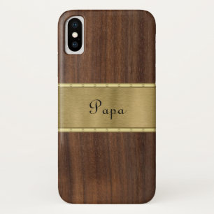 Wood and Gold Personalise iPhone X Case