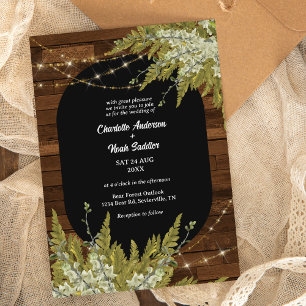 Wood and Greenery Rustic Wedding Invitation