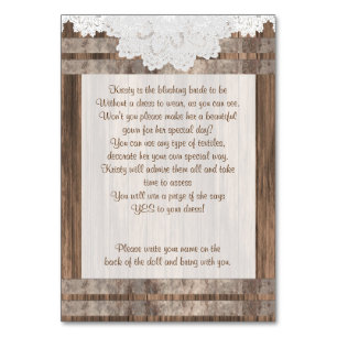 Wood and Lace Design Table Number