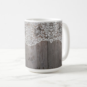 Wood and Lace Mug w/out your Initials or other tex
