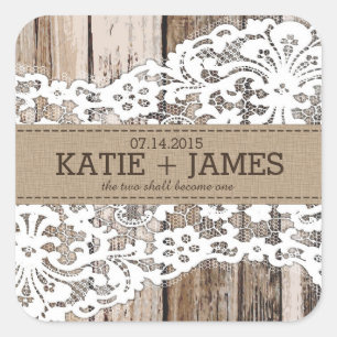 Wood and Lace Rustic Country Wedding Label