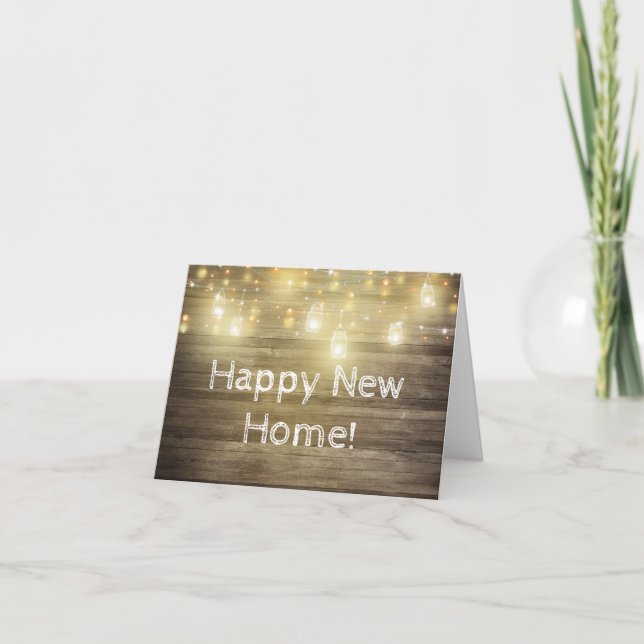 Wood and Lights Rustic Country Greetings Note Card (Front)