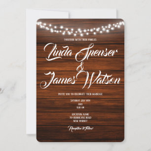 Wood and Lights Rustic Country Wedding Invitation