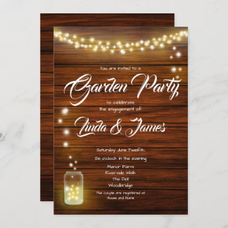 Wood and Lights Rustic Engagement Invitation