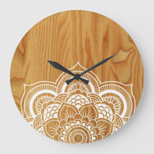 Wood and Mandala Large Clock