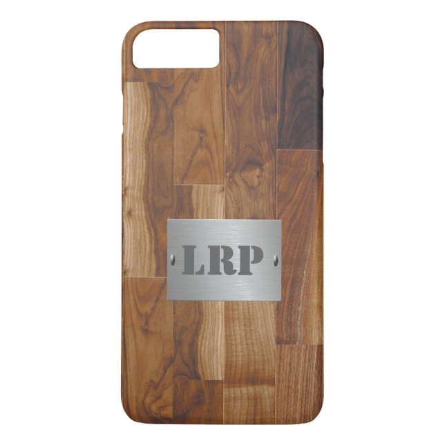 Wood and Metal Monogram Custom Personalise Case-Mate iPhone Case (Back)