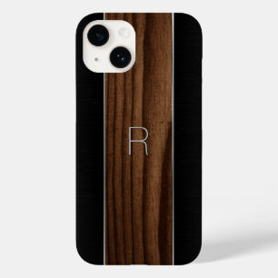 Wood and Metallic Look Monogrammed Case-Mate iPhone 14 Case