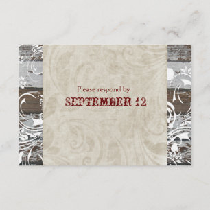 Wood and Parchment RSVP with envelopes Card