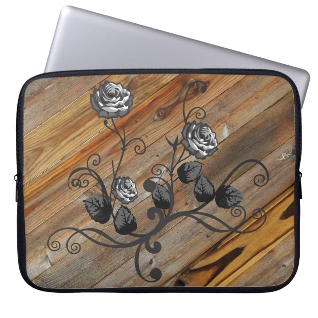 Wood And Roses Laptop Sleeve (Front)