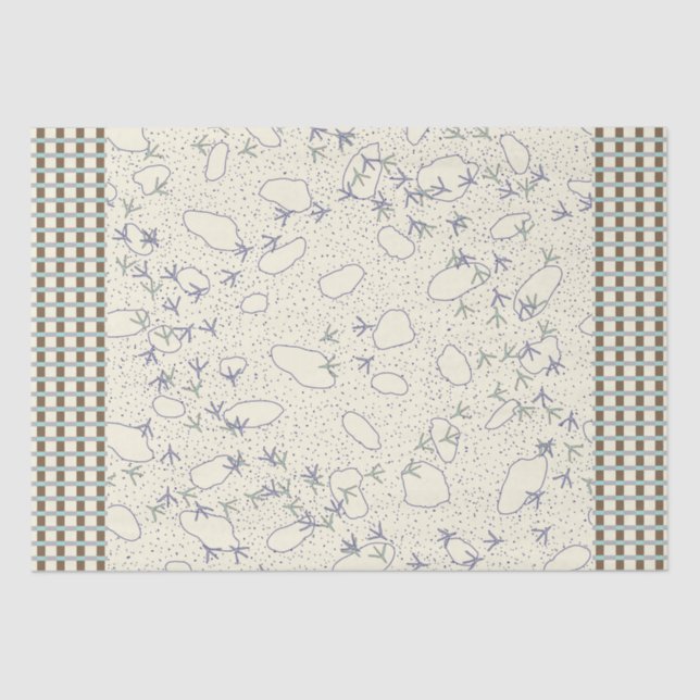 Wood and Seaweed Plaid Bird Tracks Tissue Paper (Front)