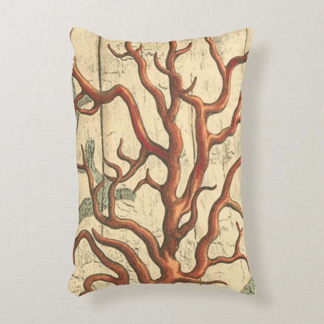 Wood and Small Coral Decorative Cushion (Front(Vertical))