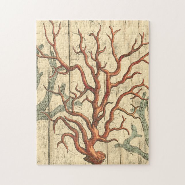 Wood and Small Coral Jigsaw Puzzle (Vertical)