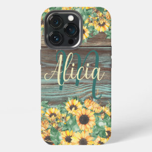 Wood and Sunflower Name iPhone 13 Pro Case