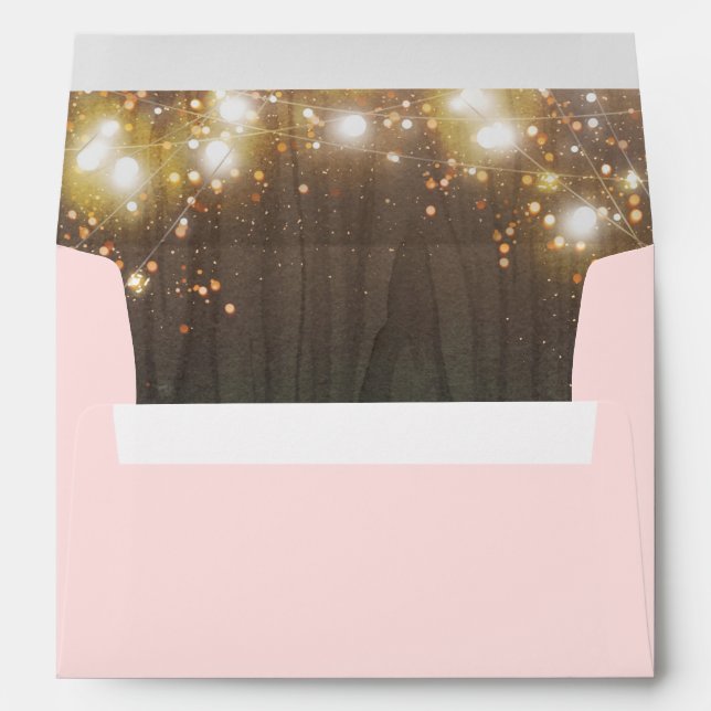 Wood and Twinkle String Lights Pink Envelope (Back (Bottom))