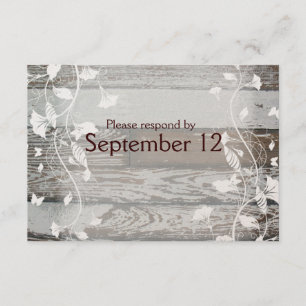 Wood and Vintage RSVP with envelopes Card