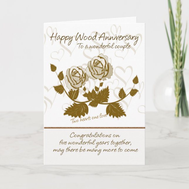Wood Anniversary Card - 5th Anniversary Card (Front)