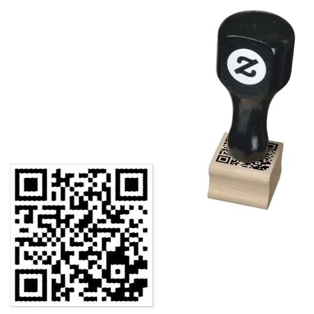 Wood Art Rubber Stamp –Personalised QR Code (Stamped)