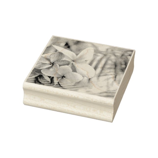 Wood Art Stamp Hawaiian pink and white flower  (Stamp)