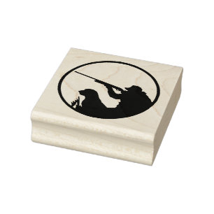 Wood Art Stamps/Man Hunting with Dog Rubber Stamp