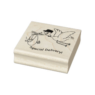Wood Art Stamps/Special Delivery Stork with Baby Rubber Stamp