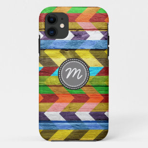 Wood aztec chevron zigzag pattern #5 iPhone 11 case