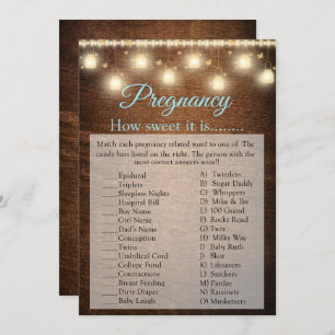 Wood Baby Boy Baby Shower Pregnancy Game Card