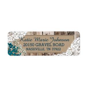 Wood Baby's Breath Lace Rustic Wedding Label Return Address Label