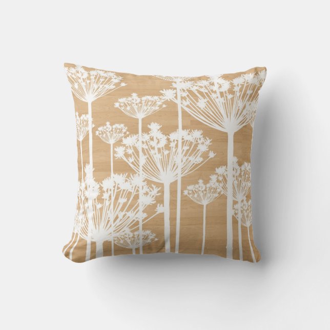 Wood background flowers girly floral pattern cushion (Front)
