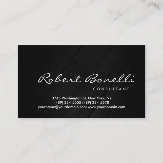 Wood Background Modern Consultant Business Card (Front)