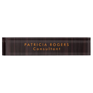 Wood Background Orange Brown Professional Nameplate