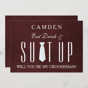 Wood Background Suitup Will you be my groomsman In Invitation