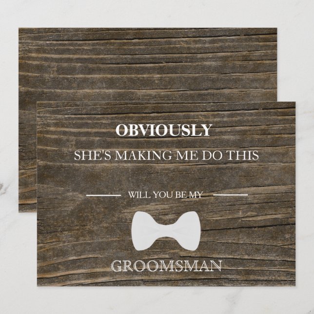Wood Background Will  You  Be My Groomsman? Invitation (Front/Back)