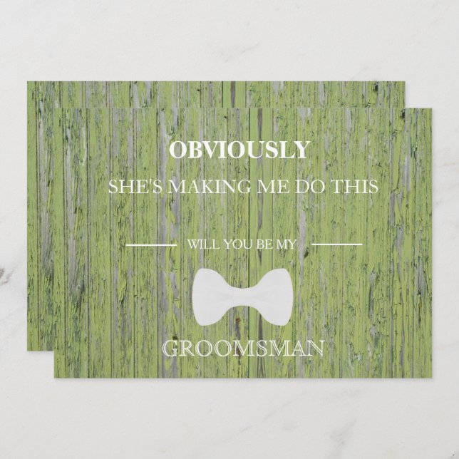 Wood Background Will  You  Be My Groomsman? Invitation (Front/Back)