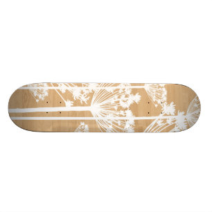 Wood background wish flowers girly floral pattern skateboard
