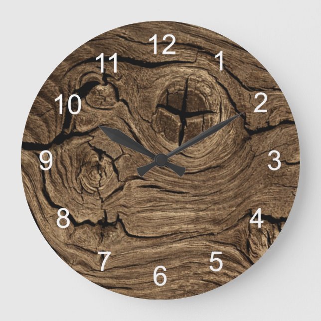 Wood Bark Large Clock (Front)