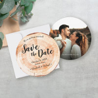 Wood bark Rustic Wedding Save the date photo