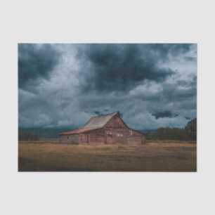 Wood Barn Standing Guard Against Storm Tissue Paper