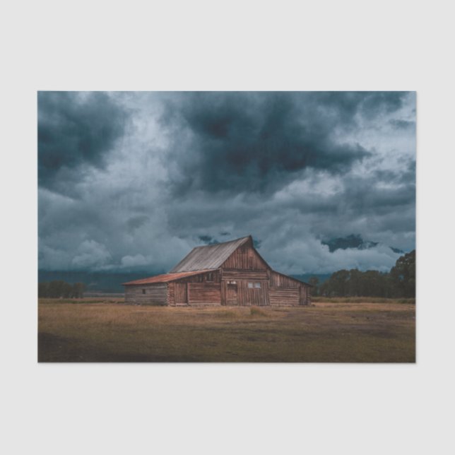 Wood Barn Standing Guard Against Storm Tissue Paper (Front)
