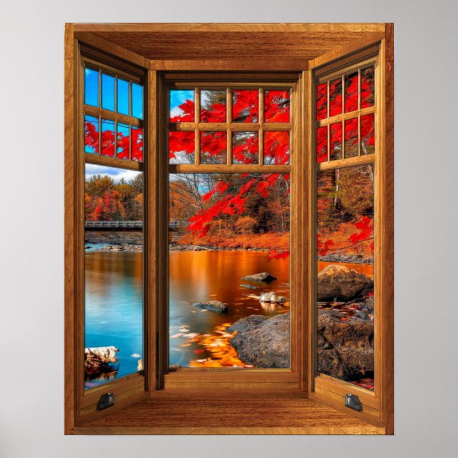 Wood Bay Window Autumn Scenery - Illusion Poster (Front)
