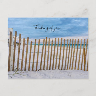 Wood Beach Fence Sunrise Destin Thinking Postcard