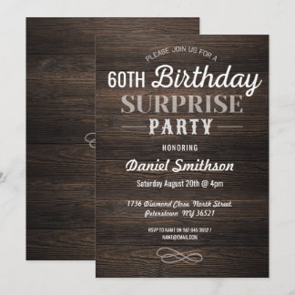 Wood Birthday Surprise Rustic Mens Womens Invite