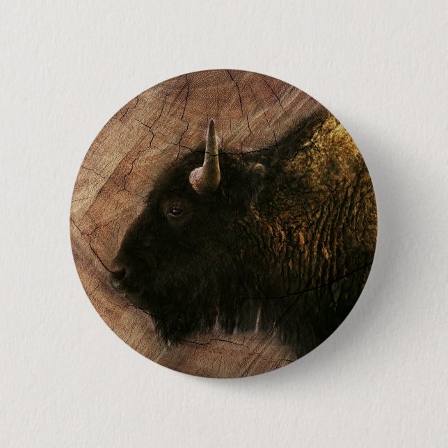 Wood Bison Buffalo 6 Cm Round Badge (Front)