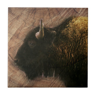 Wood Bison Buffalo Ceramic Tile
