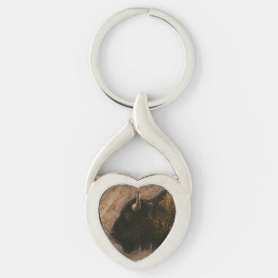 Wood Bison Buffalo Key Ring